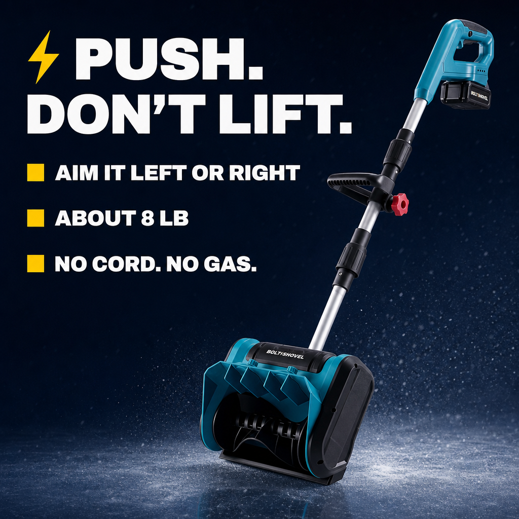 Push, don't lift: aim it left or right, about 8 lb, no cord no gas.
