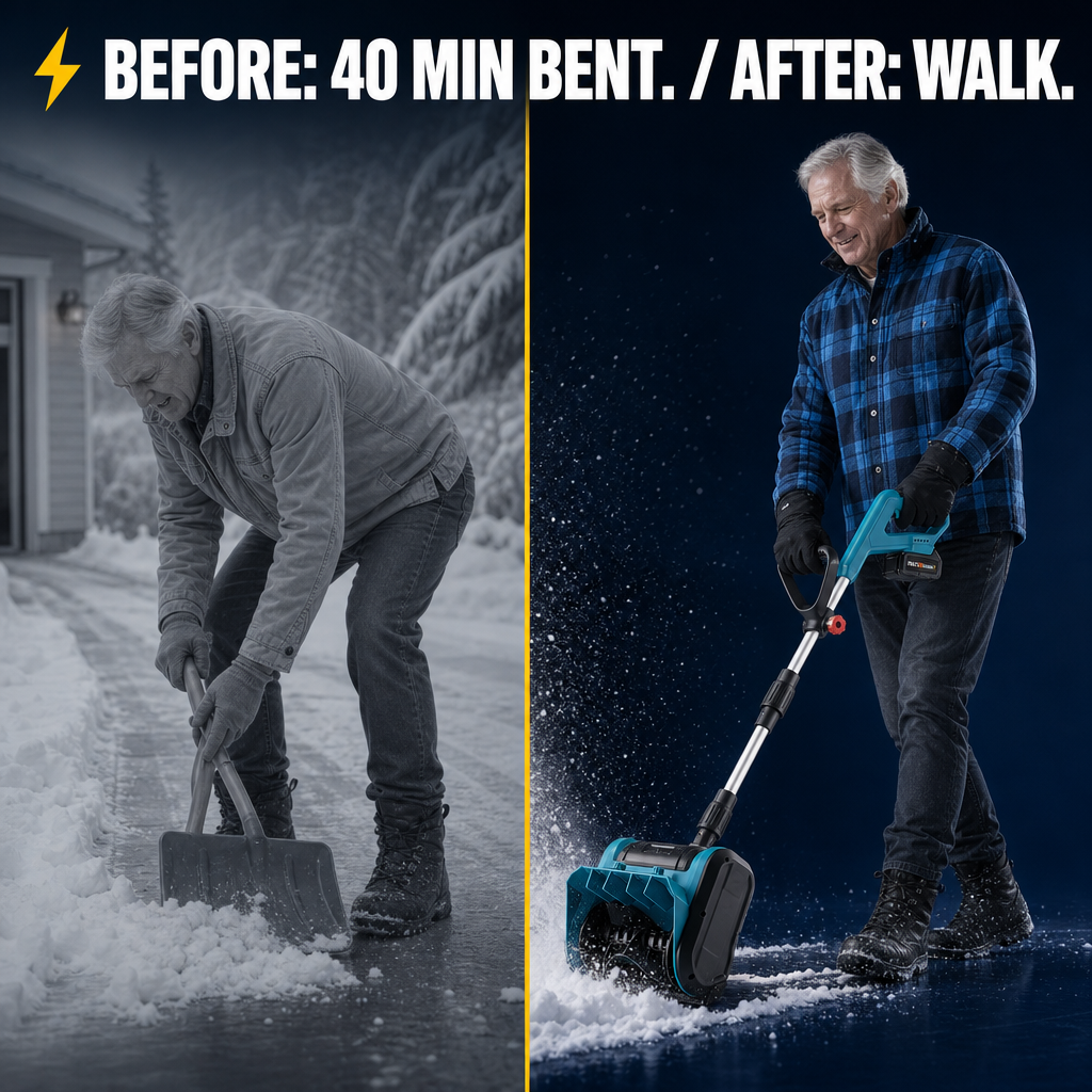 Before: 40 minutes bent over a hand shovel. After: walk.