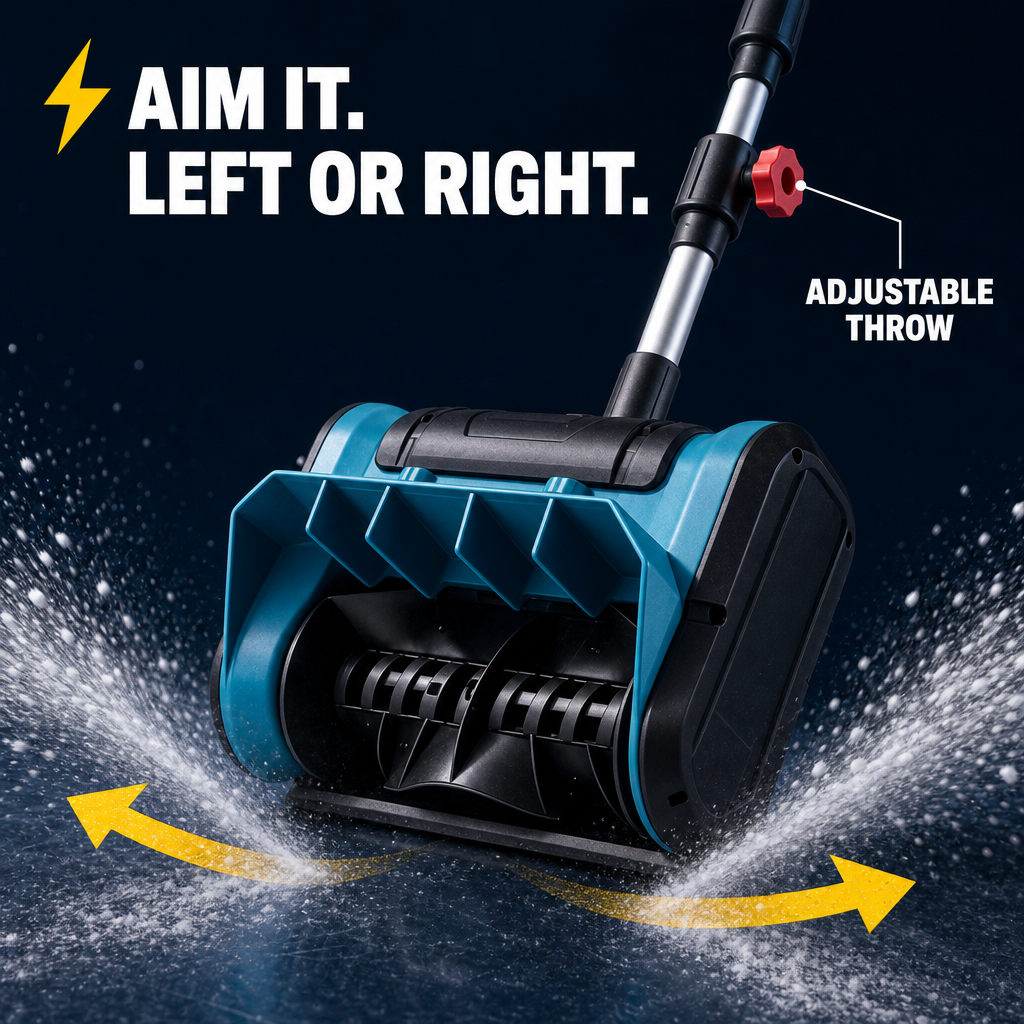 Aim it. Left or right. Adjustable throw.
